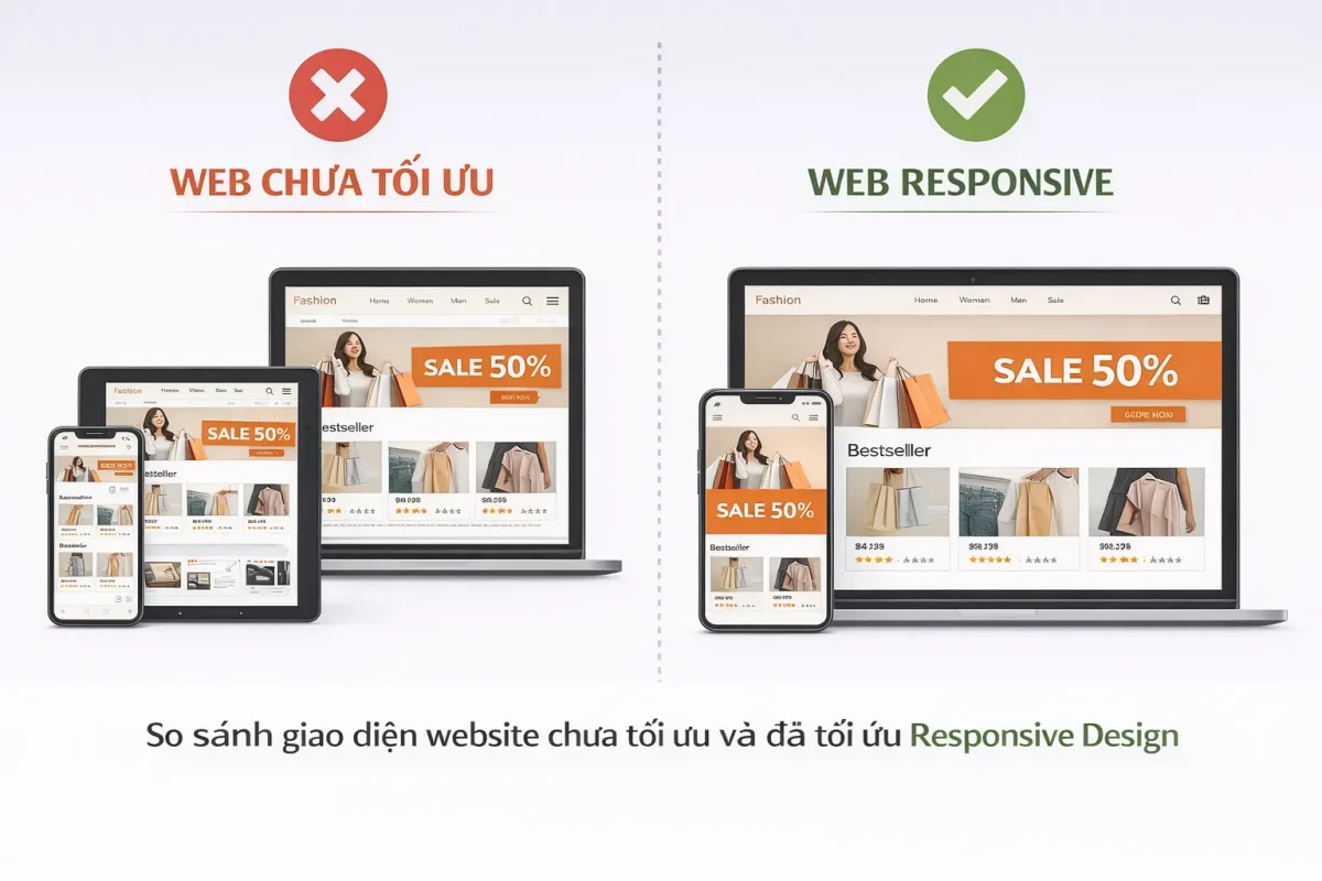 web chưa tối ưu và web tối ưu