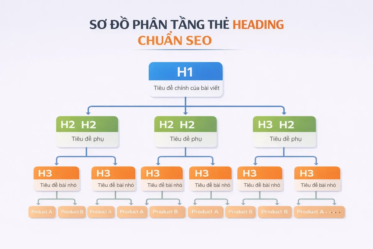 Cách sử dụng thẻ heading (H1, H2, H3...)