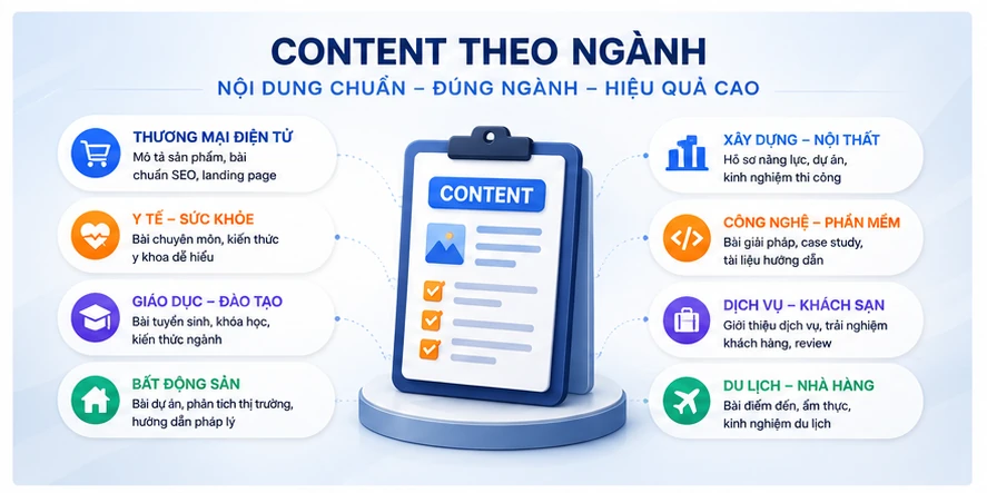 Dịch vụ content theo từng ngành